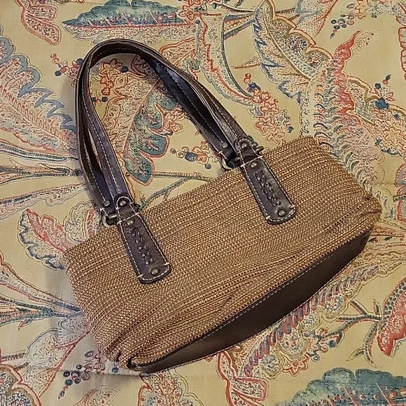 Fossil Bag Genuine Classic 1954 Vintage Bag Small Woven Brown Leather Trim - Picture 15 of 15